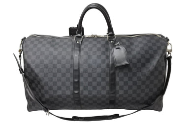 LOUIS VUITTON ルイヴィトン キーポルバンドリエール55 ボストンバッグ N41413 ダミエグラフィット キャンバス ブラック 良品 中古 66623