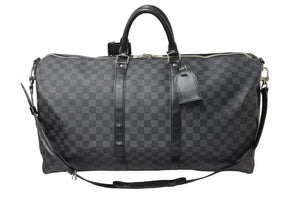 LOUIS VUITTON ルイヴィトン キーポルバンドリエール55 ボストンバッグ N41413 ダミエグラフィット キャンバス ブラック 良品 中古 66623
