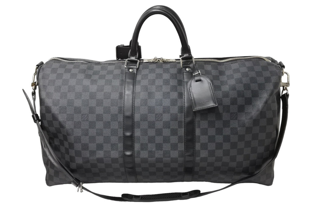 LOUIS VUITTON ルイヴィトン キーポルバンドリエール55 ボストンバッグ N41413 ダミエグラフィット キャンバス ブラック 良品 中古 66623