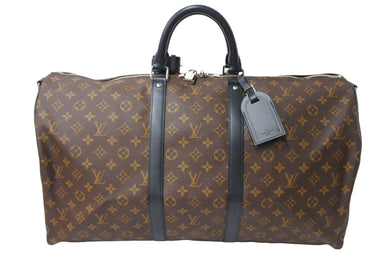 極美品 LOUIS VUITTON ルイヴィトン キーポルバンドリエール55 ボストンバッグ M56714 モノグラムマカサー ブラウン ブラック 中古 66625