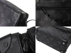 極美品 LOUIS VUITTON ルイヴィトン モノグラム エクリプス ミニソフトトランク ショルダーバッグ M44735 ブラック 中古 66632