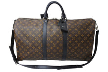 Load image into Gallery viewer, 極美品 LOUIS VUITTON ルイヴィトン キーポルバンドリエール55 ボストンバッグ M56714 モノグラムマカサー ブラウン ブラック 中古 66633