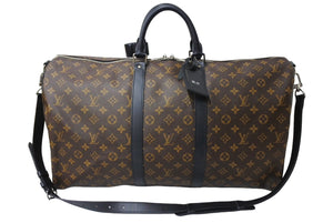 極美品 LOUIS VUITTON ルイヴィトン キーポルバンドリエール55 ボストンバッグ M56714 モノグラムマカサー ブラウン ブラック 中古 66633