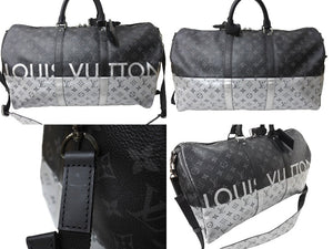 LOUIS VUITTON ルイヴィトン キーポル バンドリエール50 ボストンバッグ M43817 モノグラムスプリット ブラック シルバー 美品 中古 66634