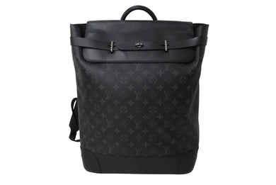 極美品 LOUIS VUITTON ルイヴィトン 20SS モノグラムエクリプス スティーマーバックパック M44052 ブラック リュック ロゴ ヴァージル 美品 中古 66635