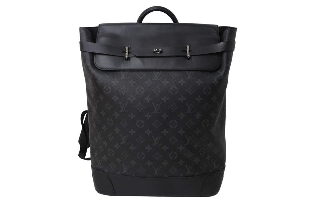 極美品 LOUIS VUITTON ルイヴィトン 20SS モノグラムエクリプス スティーマーバックパック M44052 ブラック リュック ロゴ ヴァージル 美品 中古 66635