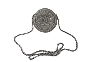 極美品 CHANEL シャネル CCフィグリー チェーン ショルダーバッグ 26番台 グレー キャビアスキン シルバー金具 ココマーク ロゴ 中古 66637