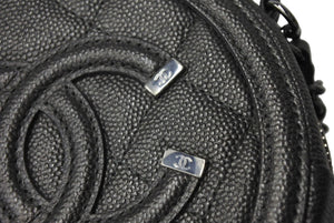 極美品 CHANEL シャネル CCフィグリー チェーン ショルダーバッグ 26番台 グレー キャビアスキン シルバー金具 ココマーク ロゴ 中古 66637