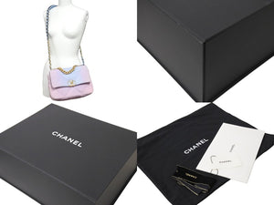 新品同様 CHANEL 19 シャネル マトラッセ 2024 2wayショルダーバッグ グラデーションデニム ピンク ブルー 中古 66638