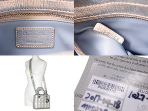 定価92万円 Christian Dior クリスチャンディオール 新型 ハンドバッグ レディディオール スモール シルバー 中古 66646
