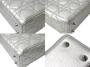 定価92万円 Christian Dior クリスチャンディオール 新型 ハンドバッグ レディディオール スモール シルバー 中古 66646
