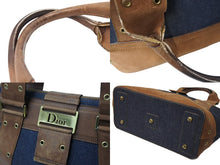 Load image into Gallery viewer, Christian Dior クリスチャンディオール トートバッグ ストリートシック ブラウン ネイビー ゴールド金具 良品 中古 66648