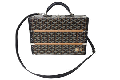 新品同様 新型 GOYARD ゴヤール パラスMM トランクケース 2WAY ヘリンボーン柄 レザー ブラック 中古 66649