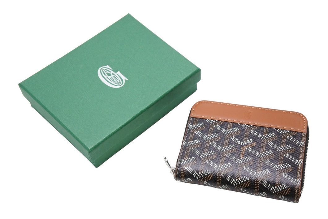 新品未使用 GOYARD ゴヤール マティニョンPM ブラック ブラウン PVCコーティングレザー レザー ラウンドファスナー 66651