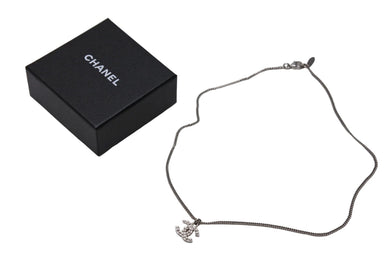 極美品 CHANEL シャネル ココマーク ラインストーン ネックレス C11V シルバー メタル アクセサリー 小物 ジュエリー ロゴ 中古 66659