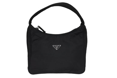 PRADA プラダ ホーボー ハンドバッグ ワンショルダーバッグ MV515 トライアングルロゴ ナイロン ブラック 美品 中古 66660 