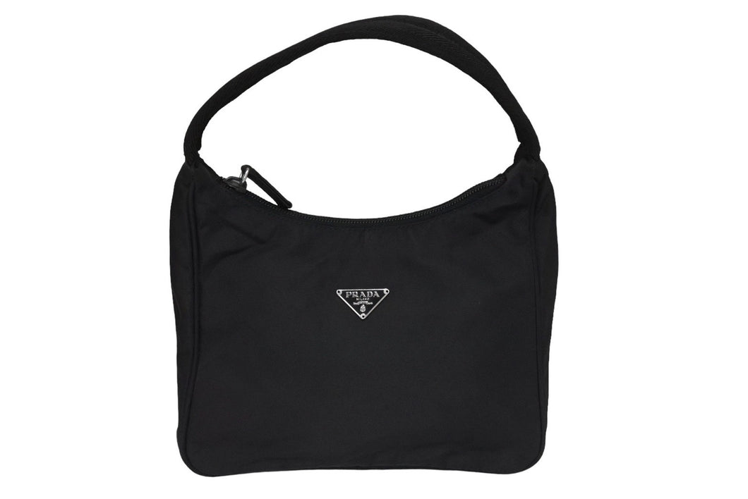 PRADA プラダ ホーボー ハンドバッグ ワンショルダーバッグ MV515 トライアングルロゴ ナイロン ブラック 美品 中古 66660 