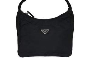 PRADA プラダ ホーボー ハンドバッグ ワンショルダーバッグ MV515 トライアングルロゴ ナイロン ブラック 美品 中古 66660 