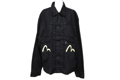EVISU エビス デニムジャケット シーガルプリント 1507 JAPAN製 コットン ブラック サイズ46 美品 中古 66665