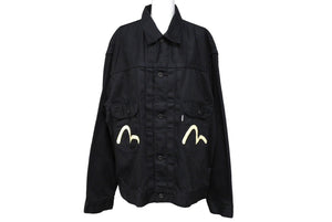 EVISU エビス デニムジャケット シーガルプリント 1507 JAPAN製 コットン ブラック サイズ46 美品 中古 66665