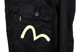 EVISU エビス デニムジャケット シーガルプリント 1507 JAPAN製 コットン ブラック サイズ46 美品 中古 66665