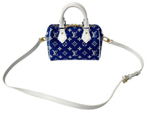 Load image into Gallery viewer, 極美品 LOUIS VUITTON ルイヴィトン マッチ スピーディ バンドリエール20 2WAY ショルダーバッグ M20751 ブルー ゴールド金具 中古 66666