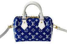 Load image into Gallery viewer, 極美品 LOUIS VUITTON ルイヴィトン マッチ スピーディ バンドリエール20 2WAY ショルダーバッグ M20751 ブルー ゴールド金具 中古 66666