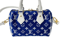 Load image into Gallery viewer, 極美品 LOUIS VUITTON ルイヴィトン マッチ スピーディ バンドリエール20 2WAY ショルダーバッグ M20751 ブルー ゴールド金具 中古 66666