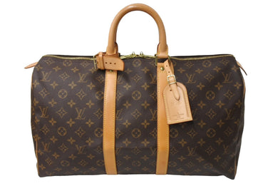 LOUIS VUITTON ルイヴィトン キーポル45 ボストンバッグ M41428 モノグラム ブラウン ゴールド金具 美品 中古 66684