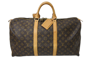 LOUIS VUITTON ルイヴィトン キーポル50 ボストンバッグ M41426 モノグラムキャンバス ゴールド金具 ブラウン 美品 中古 66688