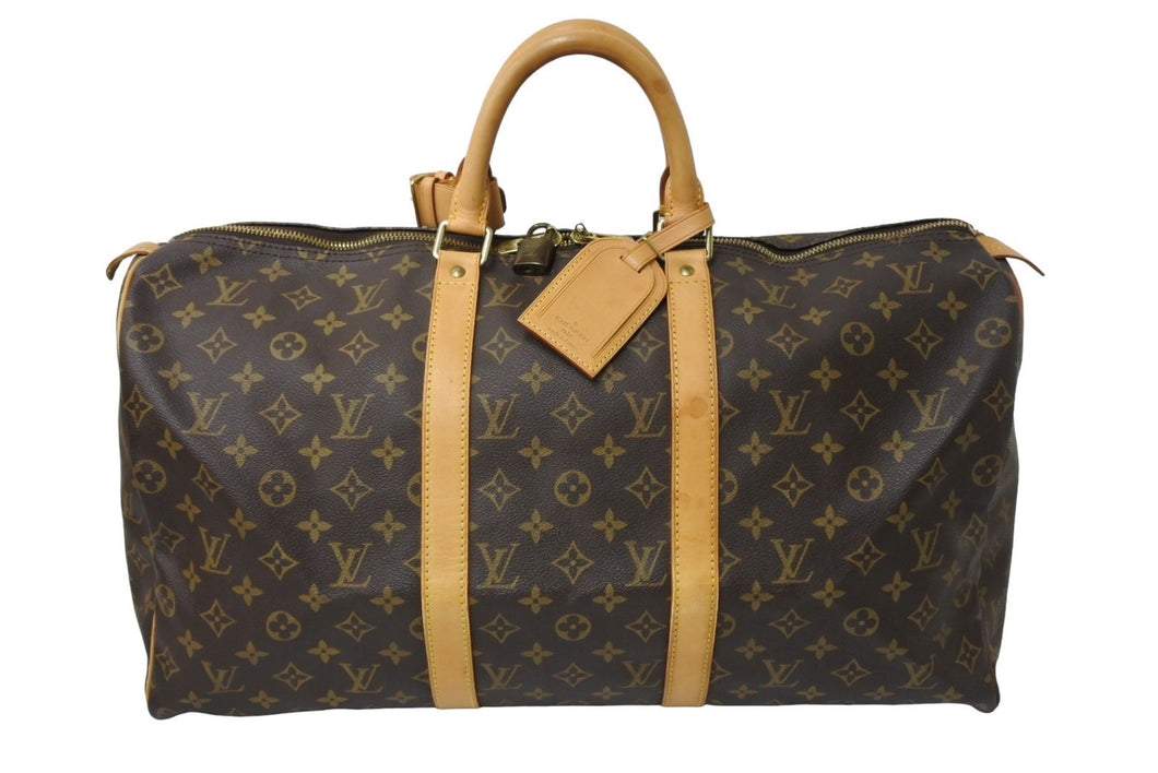 LOUIS VUITTON ルイヴィトン キーポル50 ボストンバッグ M41426 モノグラムキャンバス ゴールド金具 ブラウン 美品 中古 66688