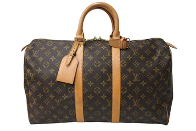 LOUIS VUITTON ルイヴィトン キーポル45 ボストンバッグ M41428 モノグラム ブラウン ゴールド金具 美品 中古 66689
