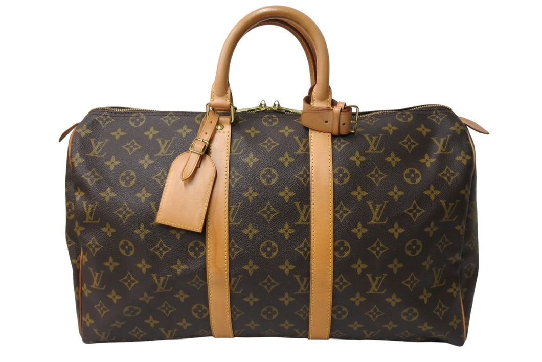 LOUIS VUITTON ルイヴィトン キーポル45 ボストンバッグ M41428 モノグラム ブラウン ゴールド金具 美品 中古 66689