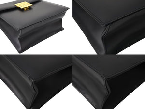 Givenchy ジバンシー ハンドバッグ ショルダーバッグ 2WAYバッグ ロゴプレート ブラック レザー ゴールド金具 美品 中古 66693 