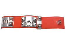 Load image into Gallery viewer, 極美品 HERMES エルメス ブレスレット コリエドシアン ヴォースイフト スタッズ シルバー金具 レッド 中古 66696