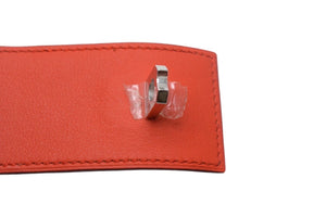 極美品 HERMES エルメス ブレスレット コリエドシアン ヴォースイフト スタッズ シルバー金具 レッド 中古 66696
