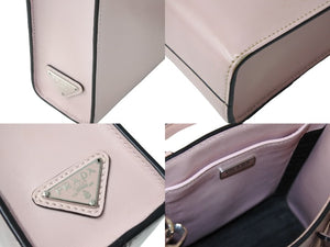 PRADA プラダ ハンドバッグ ショルダーバッグ 2WAY 1BA333 三角ロゴ カーフスキン ピンク シルバー金具 美品 中古 66707 