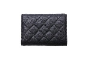CHANEL シャネル ボーイシャネル 三つ折り財布 26番台 コンパクトウォレット キルティング ココマーク ブラック 美品 中古 66733
