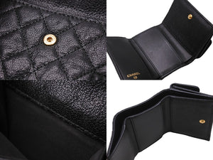 CHANEL シャネル ボーイシャネル 三つ折り財布 26番台 コンパクトウォレット キルティング ココマーク ブラック 美品 中古 66733