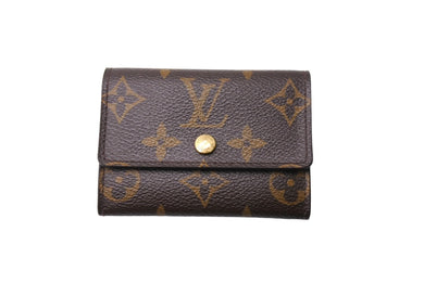 極美品 LOUIS VUITTON ルイヴィトン ポルトモネ プラ コインケース M61930 モノグラムキャンバス ゴールド金具 ブラウン 中古 66745