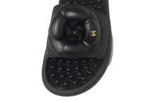 Load image into Gallery viewer, 極美品 CHANEL シャネル サンダル サイズ36 カメリア ココマーク ラバー ブラック イタリア製 G33803 中古 66756