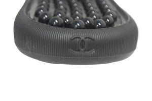 極美品 CHANEL シャネル サンダル サイズ36 カメリア ココマーク ラバー ブラック イタリア製 G33803 中古 66756