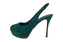 Load image into Gallery viewer, Sergio Rossi セルジオロッシ パンプス オープントゥ アウトソール サイズ35 1/2 ゴールド金具 グリーン 美品 中古 66757