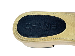 CHANEL シャネル カメリア サンダル サイズ36 ココマーク ウッド レザー スウェード ブラック ベージュ 美品 中古 66771