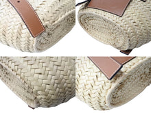 Load image into Gallery viewer, 新品同様 LOEWE ロエベ バスケットバッグ ハンドバッグ 327.02.S93 ヤシの葉＆カーフ ベージュ シルバー金具 中古 66773
