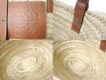 Load image into Gallery viewer, 新品同様 LOEWE ロエベ バスケットバッグ ハンドバッグ 327.02.S93 ヤシの葉＆カーフ ベージュ シルバー金具 中古 66773