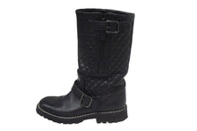 Load image into Gallery viewer, CHANEL シャネル ブーツ キルティング レザー エンジニアブーツ G28566 マトラッセ サイズ 36 レディース ブラック 良品 中古 66774