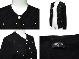CHANEL シャネル アンサンブル サイズ36 ワンピース カーディガン P50094K06342 ココマーク パール ブラック 美品 中古 66788