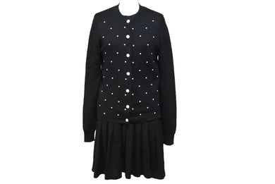 CHANEL シャネル アンサンブル サイズ36 ワンピース カーディガン P50094K06342 ココマーク パール ブラック 美品 中古 66788