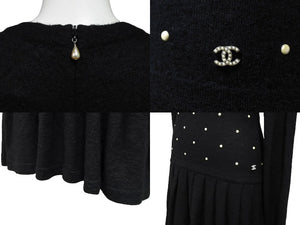 CHANEL シャネル アンサンブル サイズ36 ワンピース カーディガン P50094K06342 ココマーク パール ブラック 美品 中古 66788
